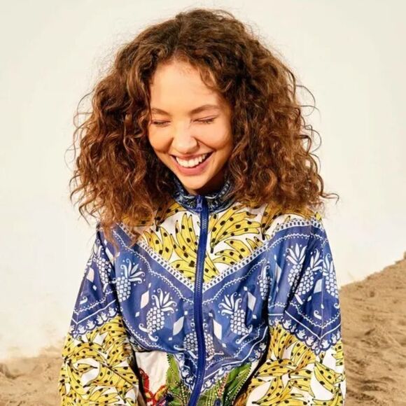 Farm Rio by Anthropologie MulticolorJacket Floral Windbreaker Size L - Picture 2 of 7